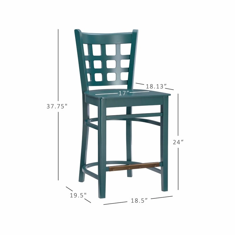 Riverbay Furniture Transitional Beech Wood Set of Two Counter Stools in Green