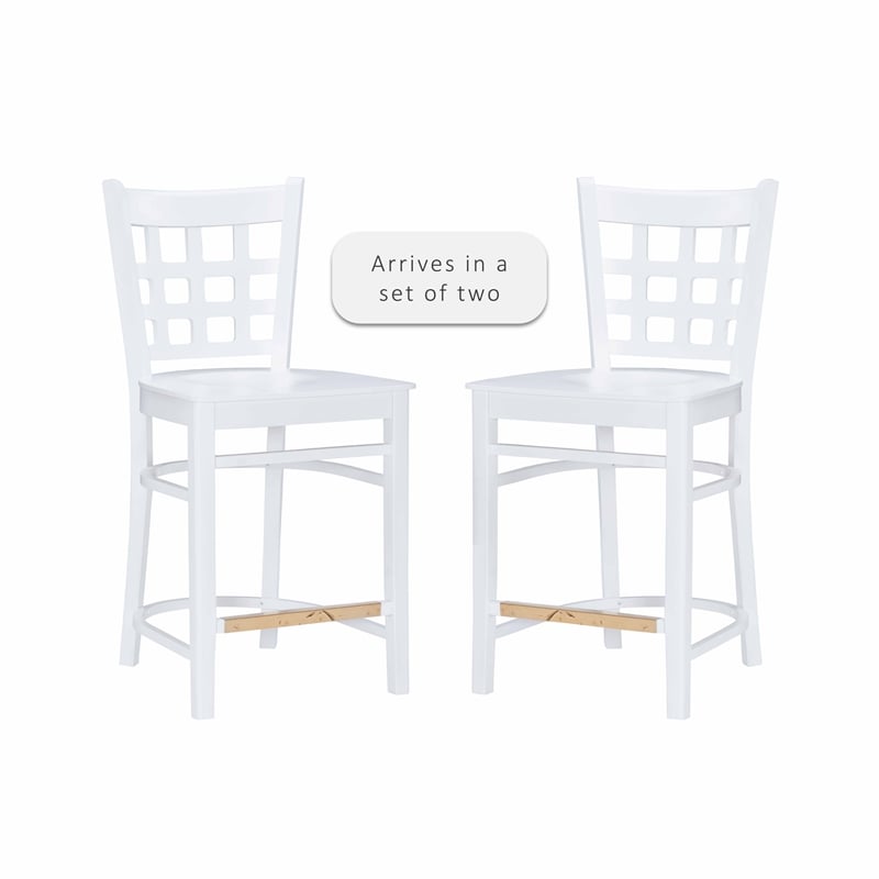 Riverbay Furniture Transitional Beech Wood Set of Two Counter Stools in White