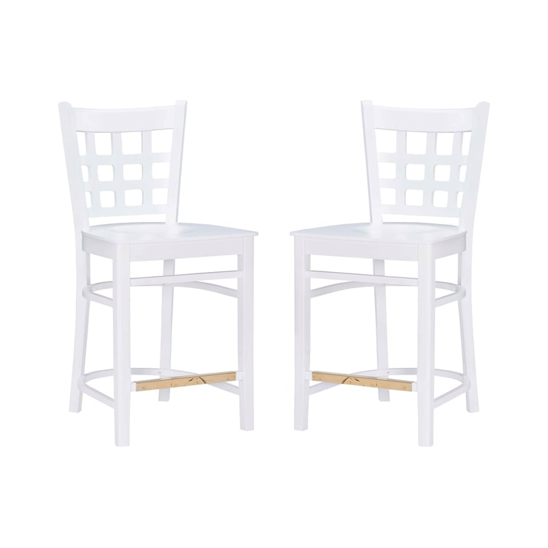 Riverbay Furniture Transitional Beech Wood Set of Two Counter Stools in White