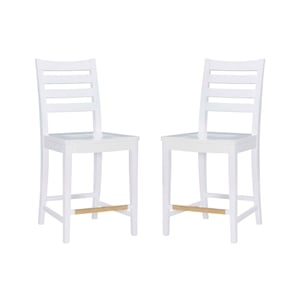 Riverbay Furniture Transitional Beech Wood Set of Two Counter Stools in White