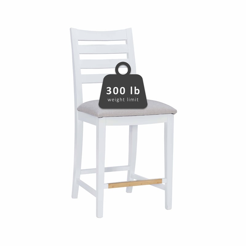 Riverbay Furniture Beech Wood Upholstered Set of Two Counter Stools in White