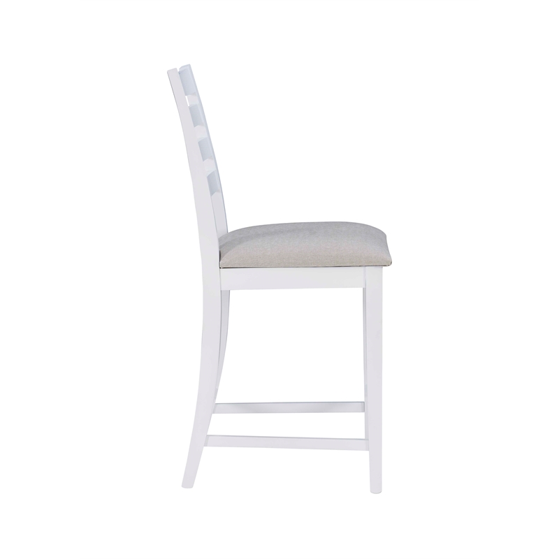 Riverbay Furniture Beech Wood Upholstered Set of Two Counter Stools in White
