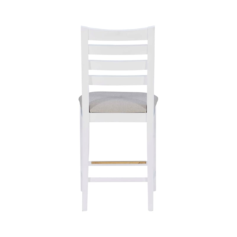 Riverbay Furniture Beech Wood Upholstered Set of Two Counter Stools in White