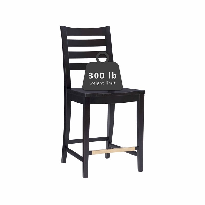 Riverbay Furniture Transitional Beech Wood Set of Two Counter Stools in Black