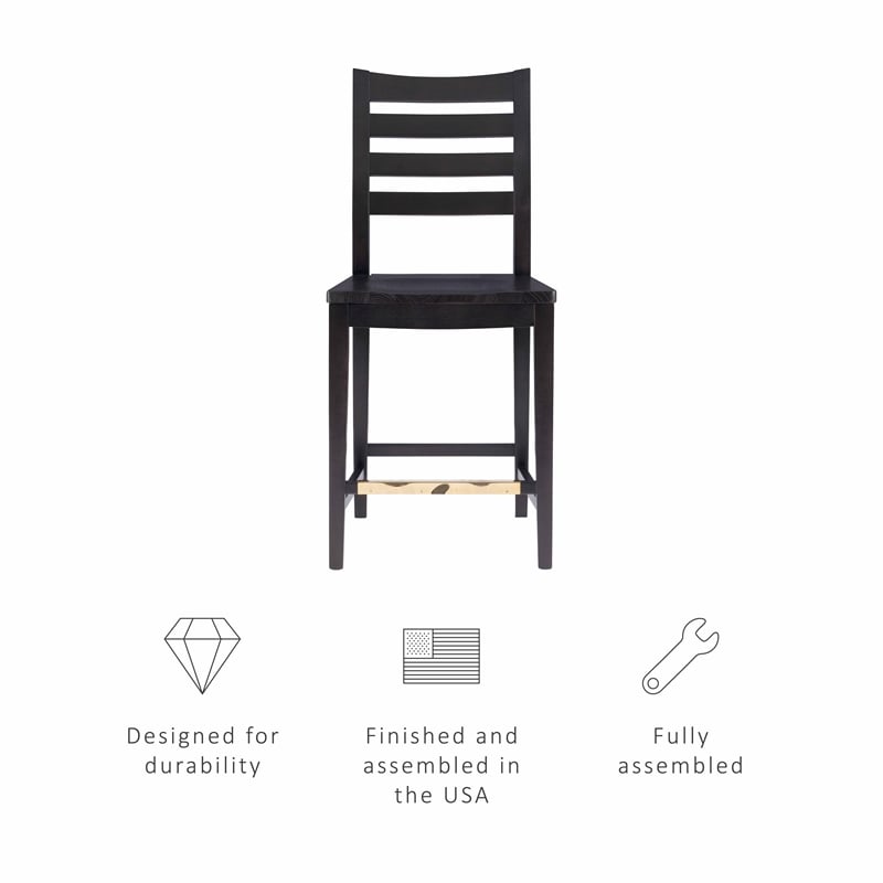 Riverbay Furniture Transitional Beech Wood Set of Two Counter Stools in Black