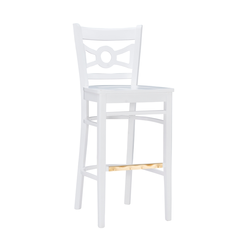 Riverbay Furniture Transitional Solid Wood Set of Two Barstools in White