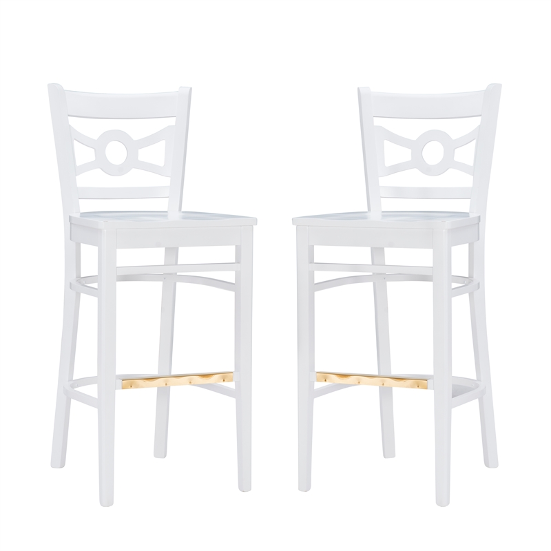 Riverbay Furniture Transitional Solid Wood Set of Two Barstools in White