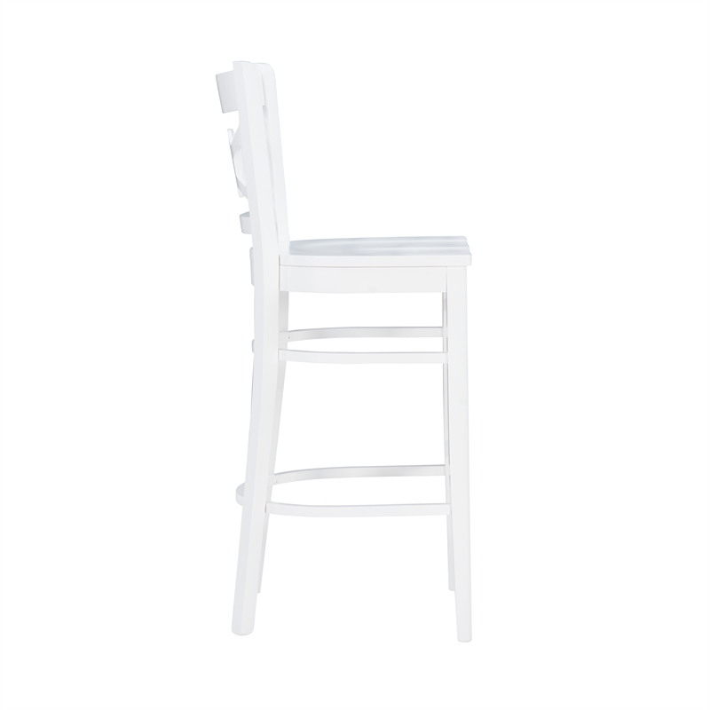 Riverbay Furniture Transitional Solid Wood Set of Two Barstools in White