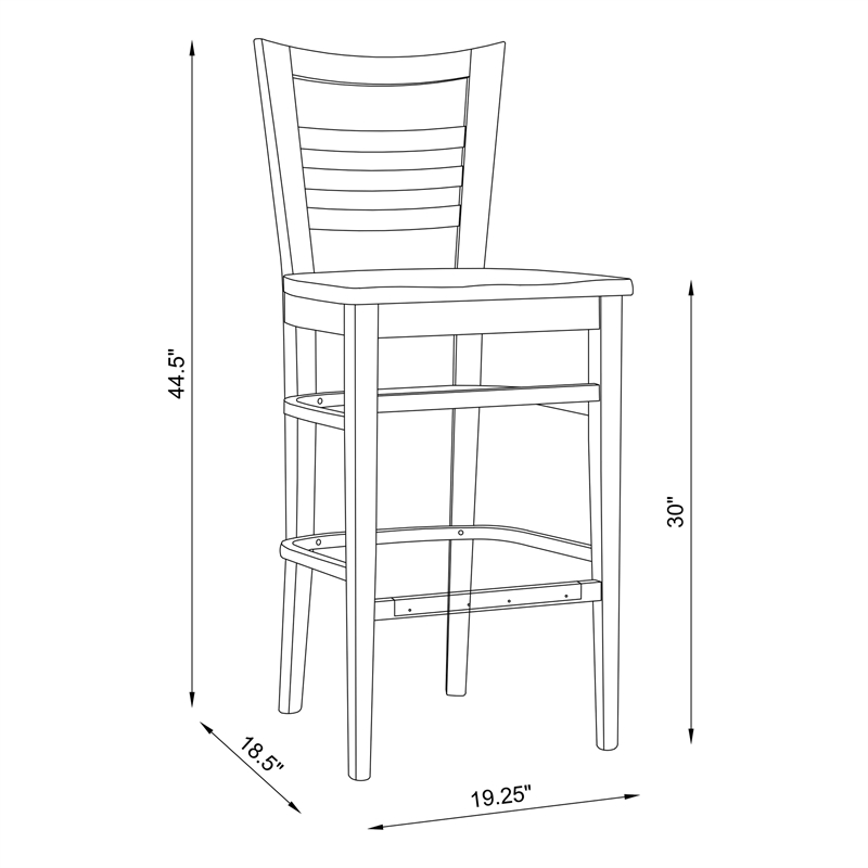 Riverbay Furniture Transitional Solid Wood Set of Two Barstools in Brown