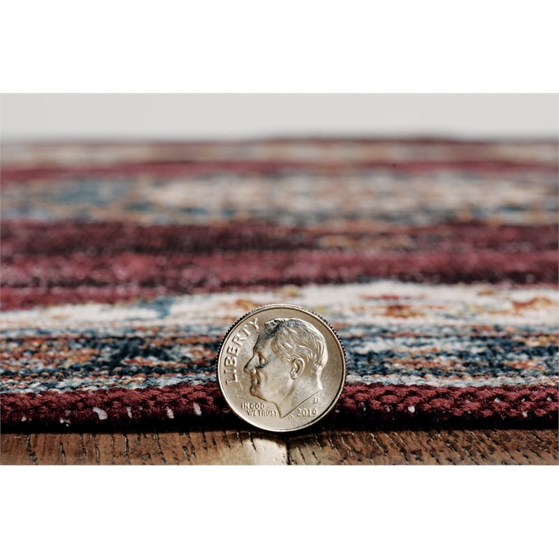 Riverbay Furniture Traditional Washable Polyester 2'x8' Rug in Ivory