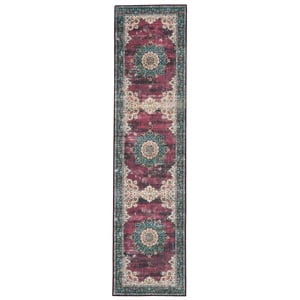 Riverbay Furniture Traditional Washable Polyester 2'x8' Rug in Ivory