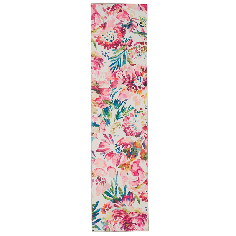 Riverbay Furniture Transitional Washable Polyester 2'x8' Rug in Raspberry Red