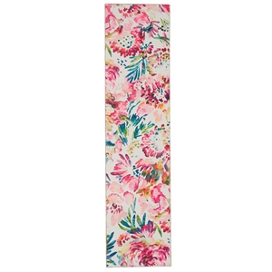 Riverbay Furniture Transitional Washable Polyester 2'x8' Rug in Raspberry Red
