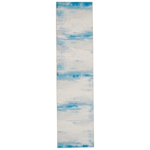 Riverbay Furniture Transitional Washable Polyester 2'x8' Rug in Ivory