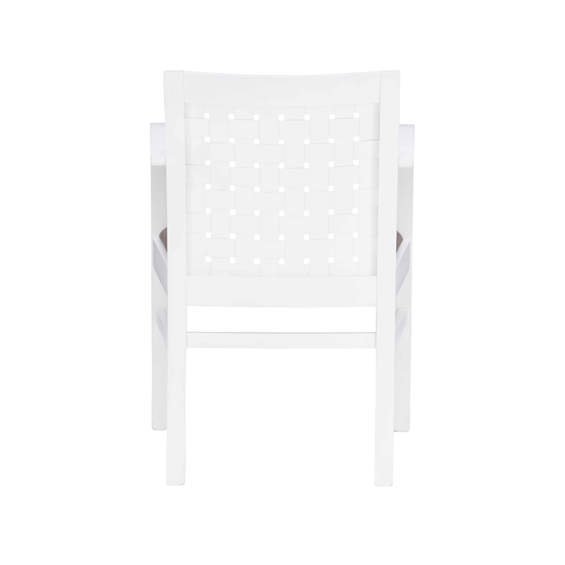 Riverbay Furniture Transitional Wood Woven Arm Chair in White
