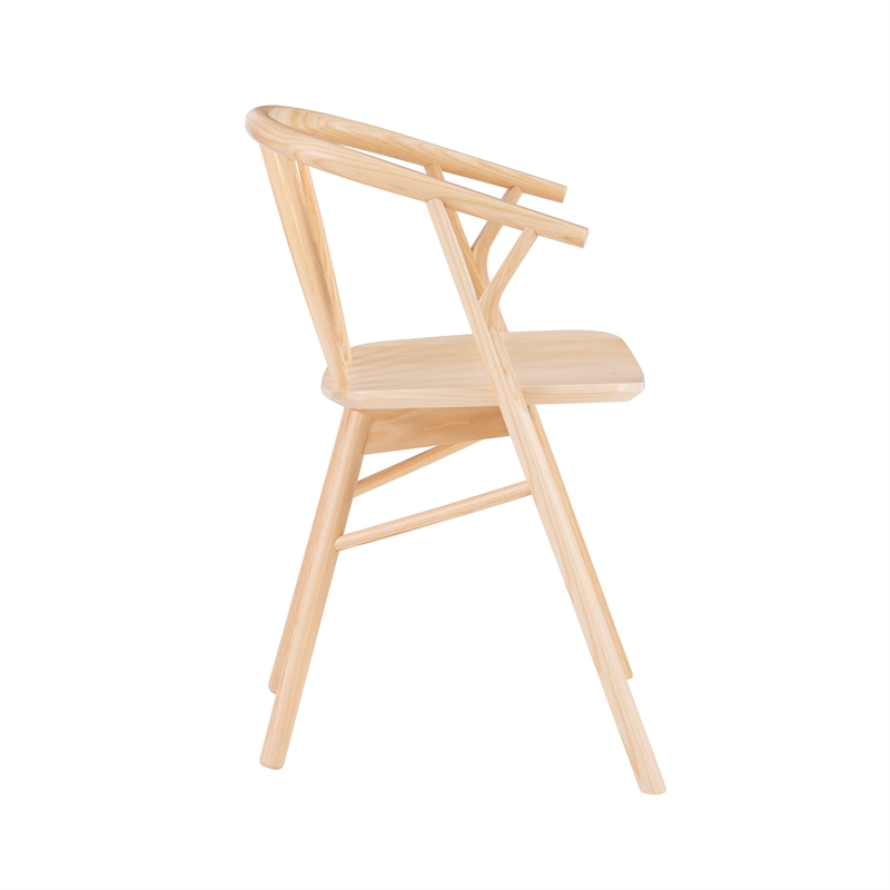 Riverbay Furniture Wood Dining Chair With Windsor Back & Saddle Seat in Natural