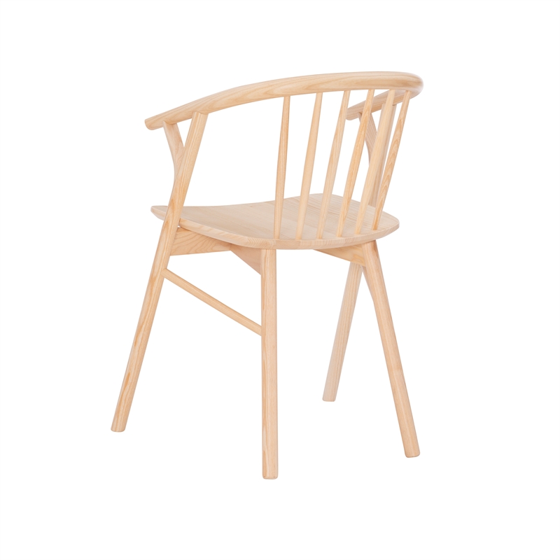 Riverbay Furniture Wood Dining Chair With Windsor Back & Saddle Seat in Natural