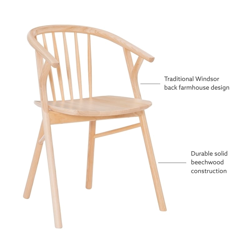 Riverbay Furniture Wood Dining Chair With Windsor Back & Saddle Seat in Natural