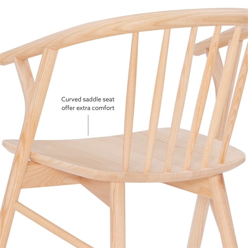Riverbay Furniture Wood Dining Chair With Windsor Back & Saddle Seat in Natural