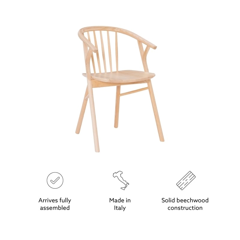 Riverbay Furniture Wood Dining Chair With Windsor Back & Saddle Seat in Natural