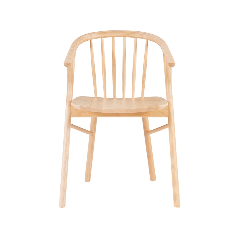 Riverbay Furniture Wood Dining Chair With Windsor Back & Saddle Seat in Natural