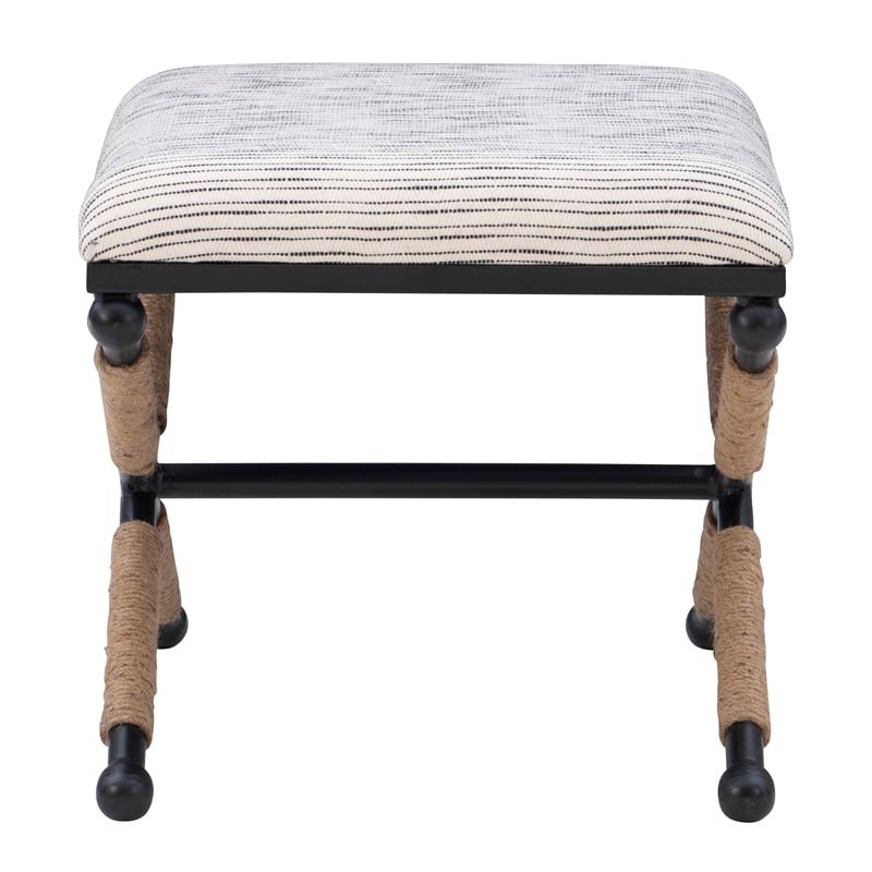 Riverbay Furniture Cotton Black Campaign Accent Stool Rectangular Upholstered 24