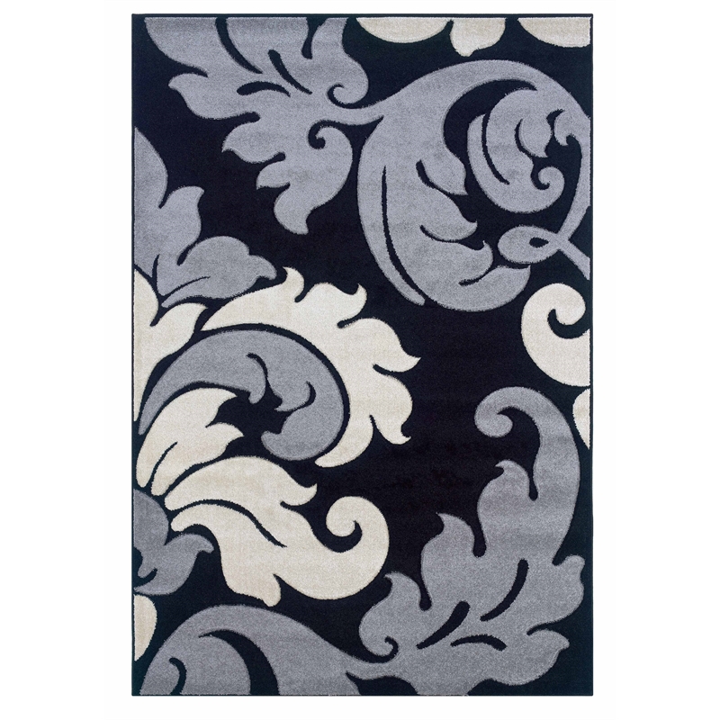 Riverbay Furniture Transitional Yarn 3'x5' Rug in Black and Gray
