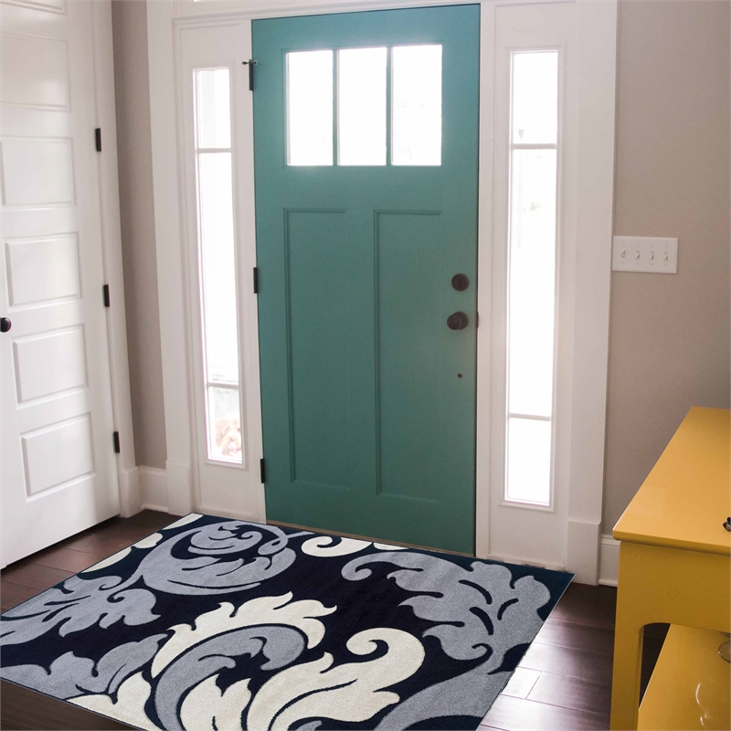 Riverbay Furniture Transitional Yarn 3'x5' Rug in Black and Gray