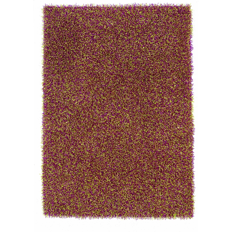 Riverbay Furniture Transitional Shag Polyester 8'x10' Rug in Pink and Green