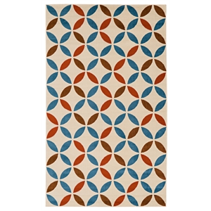 Riverbay Furniture Transitional Polypropylene 6'5&quotx9'3&quot Rug in Bone and Blue