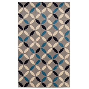 Riverbay Furniture Transitional Polypropylene 6'5&quotx9'3&quot Rug in Gray and Bone