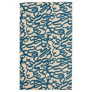 Riverbay Furniture Transitional Polypropylene 6'5&quotx9'3&quot Rug in Cream and Blue