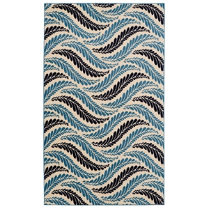 Riverbay Furniture Transitional Polypropylene 6'5&quotx9'3&quot Rug in Bone and Blue