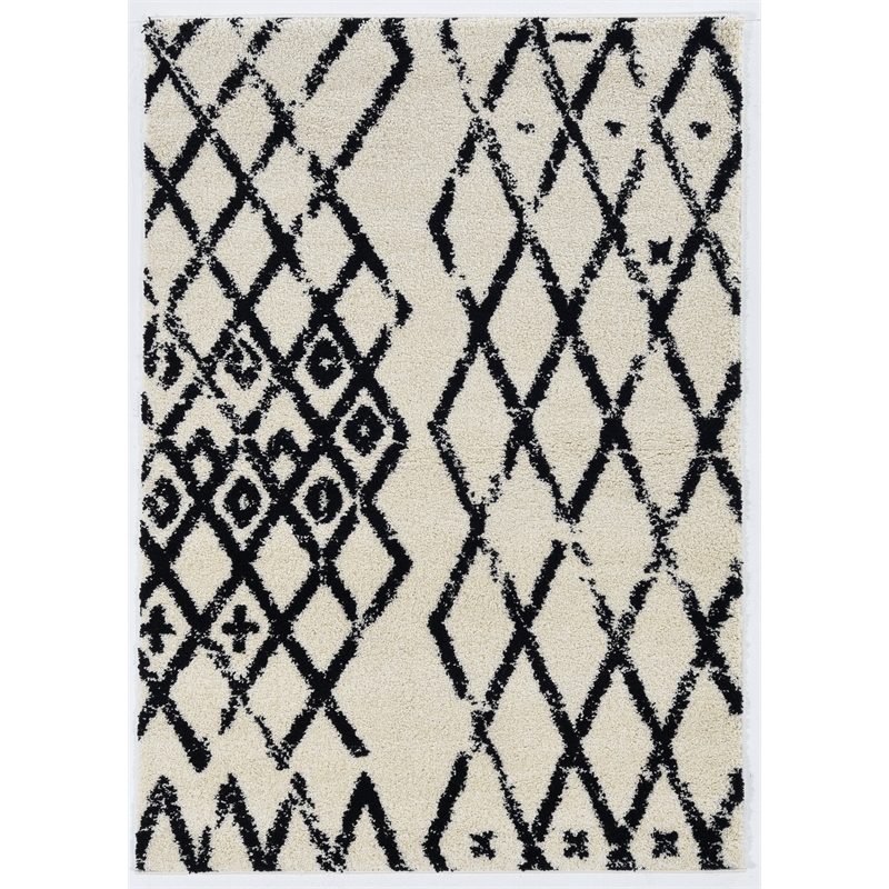 Riverbay Furniture Transitional Polypropylene 3'x5' Rug in Ivory and Black