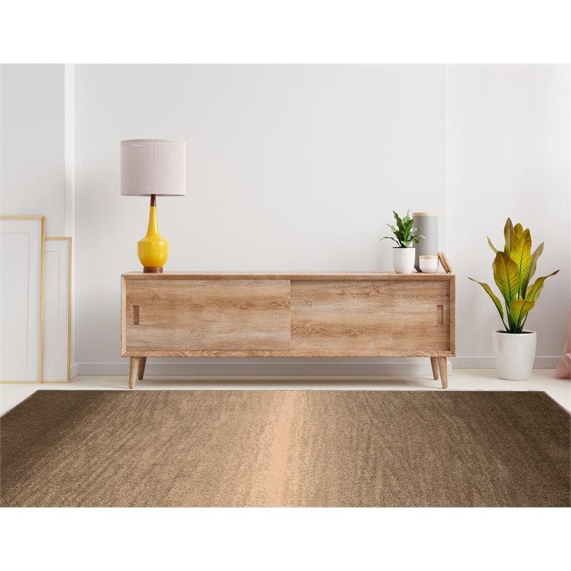 Riverbay Furniture Transitional Polypropylene 8'x10' Rug in Brown and Sand