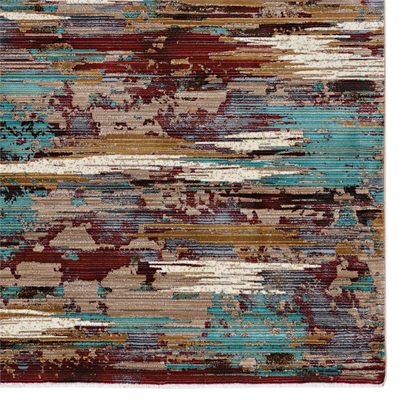 Riverbay Furniture Transitional Polypropylene 3'x5' Rug in Gold and Burgundy