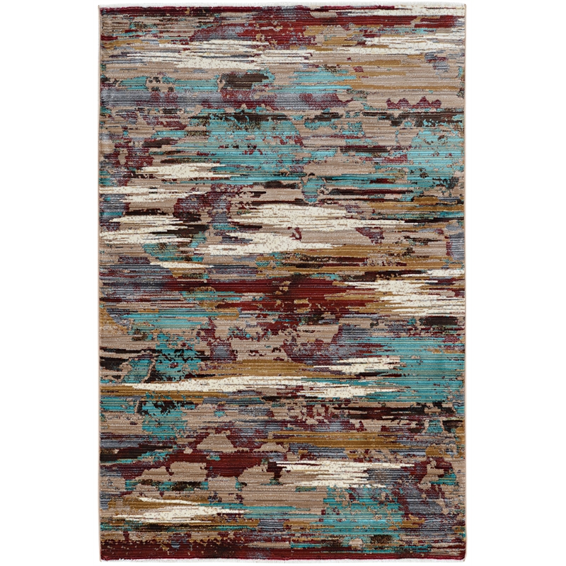 Riverbay Furniture Transitional Polypropylene 3'x5' Rug in Gold and Burgundy