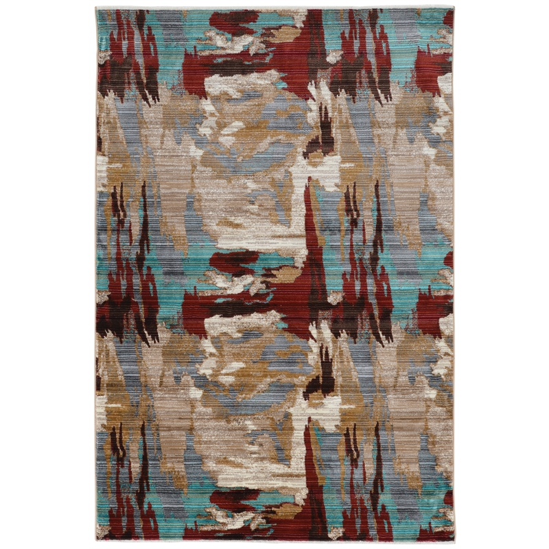 Riverbay Furniture Transitional Polypropylene 3'x5' Rug in Beige and Teal