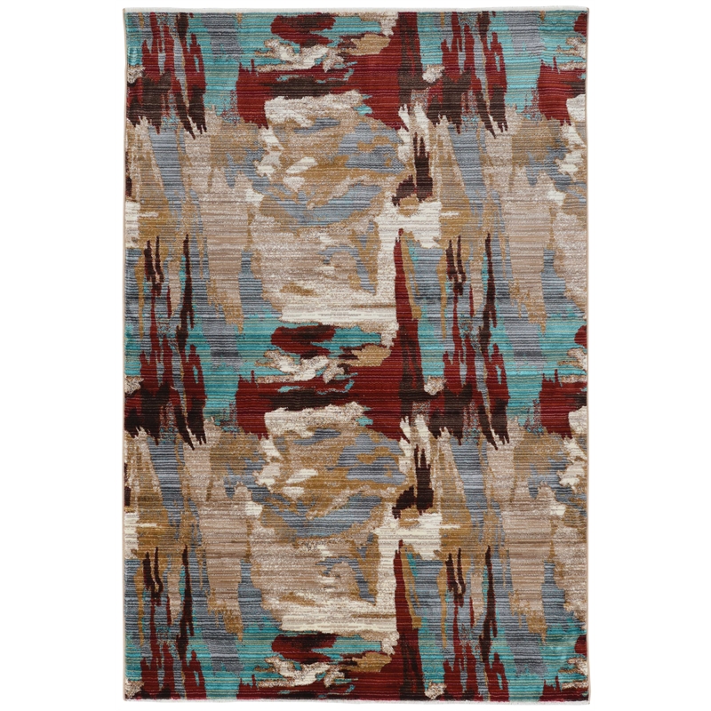 Riverbay Furniture Transitional Polypropylene 5'x8' Rug in Beige and Teal