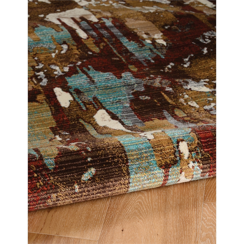 Riverbay Furniture Transitional Polypropylene 3'x5' Rug in Beige and Burgundy