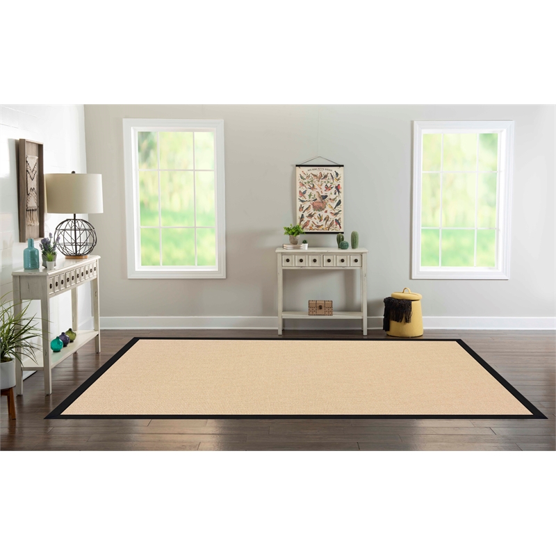 Riverbay Furniture Machine Tufted Wool 8'x11' Rug in Natural and Black