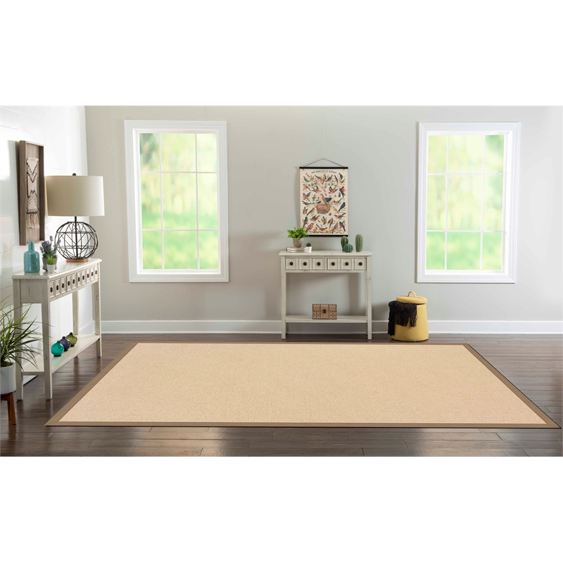 Riverbay Furniture Machine Tufted Wool 8'x11' Rug in Natural and Beige