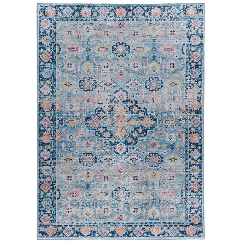 Riverbay Furniture Traditional Woven Polyester 5'x7' Rug in Blue