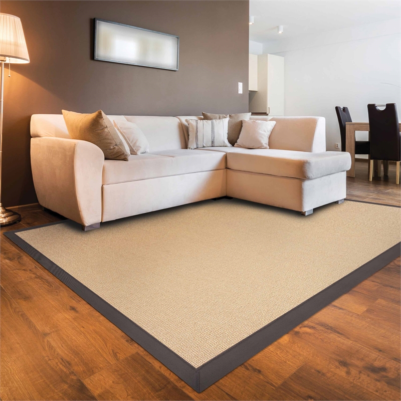 Riverbay Furniture Machine Tufted Wool 8'x11' Rug in Natural and Slate