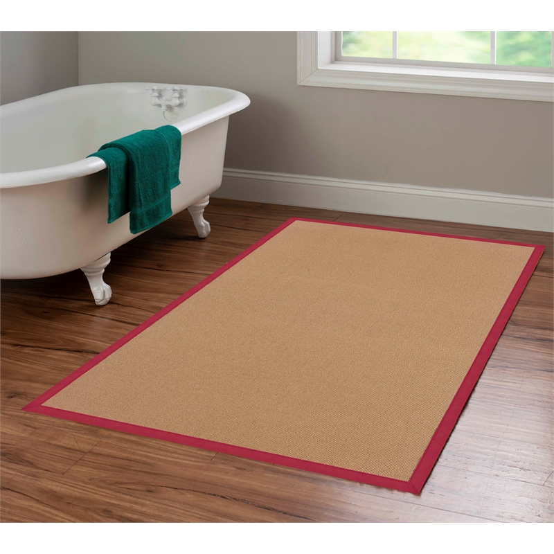 Riverbay Furniture Machine Tufted Wool 4'x6' Rug in Cork Brown and Red