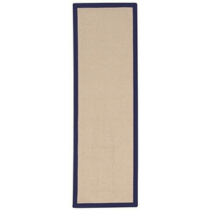 Riverbay Furniture Machine Tufted Wool 2'6&quotx12' Rug in Natural and Blue