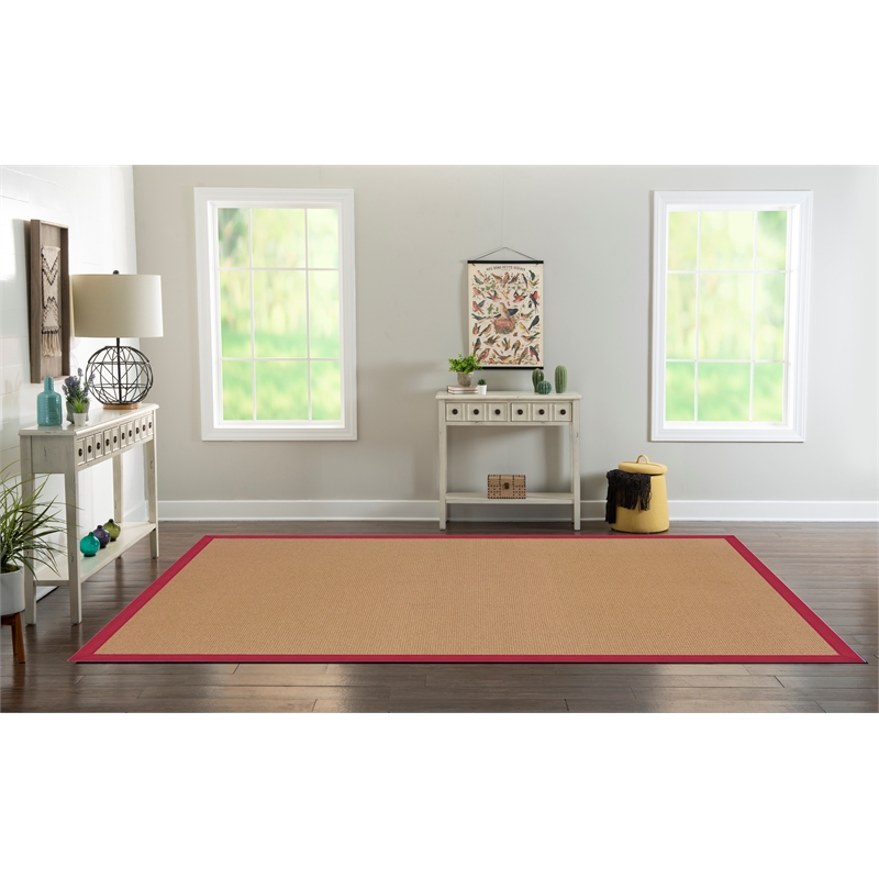 Riverbay Furniture Machine Tufted Wool 8'x11' Rug in Cork Brown and Red