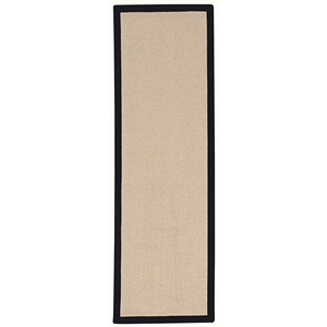 Riverbay Furniture Machine Tufted Wool 2'6&quotx12' Rug in Natural and Black