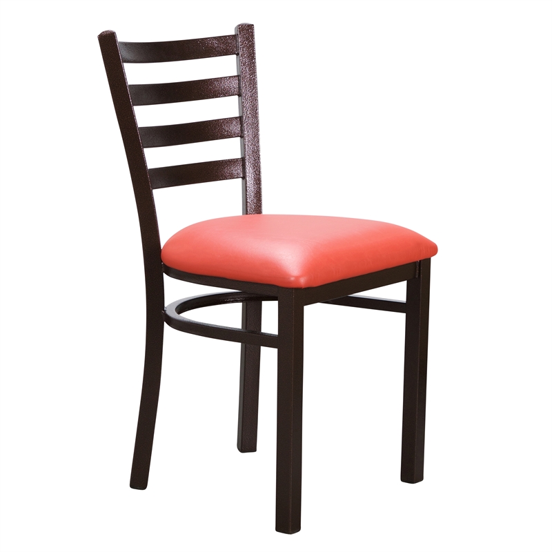 Riverbay Furniture Metal Side Chair Set of Two in Antique Bronze and Red