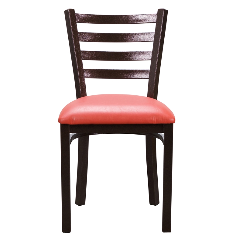 Riverbay Furniture Metal Side Chair Set of Two in Antique Bronze and Red